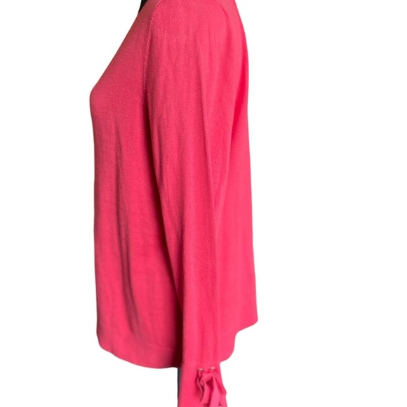 Talbots Pink/Coral Long Sleeve Sweater with Bow Accents at Wrists.  Size:L - Picture 3 of 9